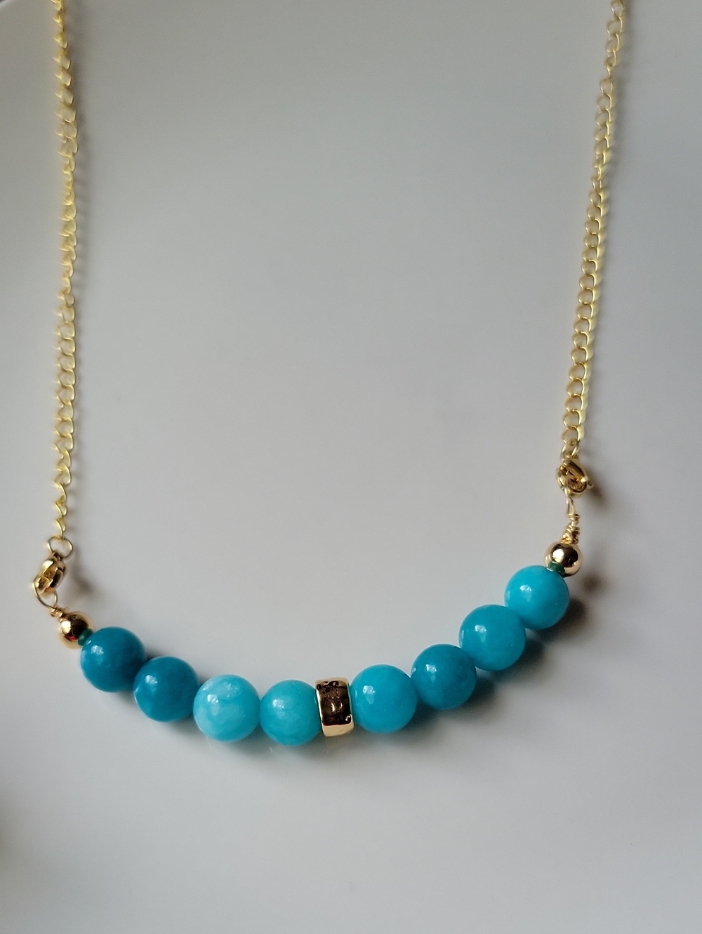 Sea Blue Quartz Necklace Gold Stainless